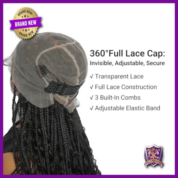 36in Knotless Box Braid Wig Full Lace Synthetic Boho Braids Lightweight main image 5
